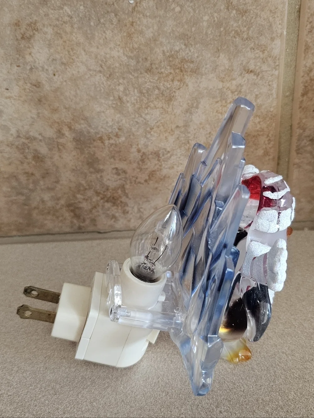 Vintage Acrylic Penguin Night Light Christmas Winter Ice Berg Snowflake Decor MC